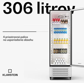 Klarstein GrandCooler chladnička na nápoje, 306 l, LED osvetlenie, s kolieskami, 4 police
