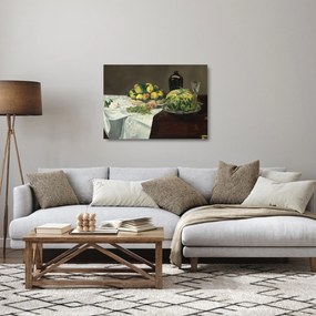 Sklenený obraz - Edouard Manet, Still Life with Melon and Peaches, reprodukcia (70x50 cm)