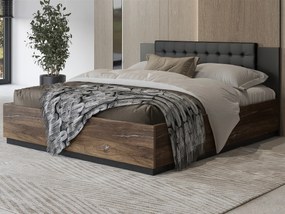 Manželská posteľ 180 cm Signat Typ 32 (čierna + dub flagstaff + strieborná nitka). Akcia -20%. Vlastná spoľahlivá doprava až k Vám domov. 1107661