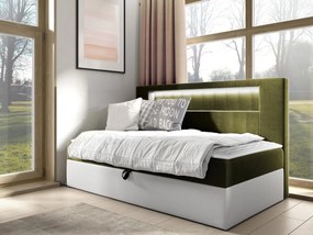 Kontinentálna jednolôžková posteľ Junior Ribezo 2, Rozmer postele: 90x200, Dostupné poťahy: ekokoža Soft 017 (biela) + Fresh 12