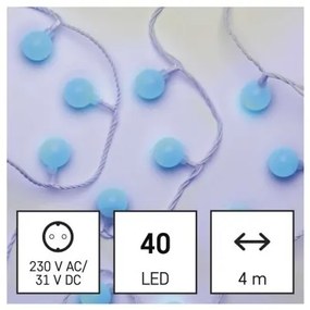 Světelný LED řetěz Cherry s časovačem 4 m modré světlo