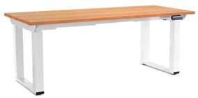 Výškovo nastaviteľný stôl OfficeTech Strong 180 x 80 cm, biela podnož, buk