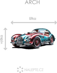 Závodné auto veterán textilní prelepiteľná nálepka na stenu hárok 47 x 22 cm