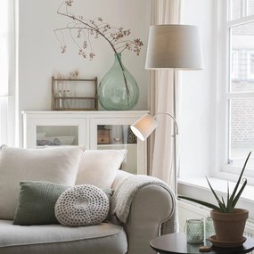 Inteligentná stojaca lampa oceľ s sivým tienidlom vrátane Wifi A60 a E14 - Retro