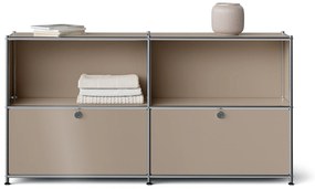 Kovový regál »CN3 Slim Line« s 2 nastaviteľnými výklopnými priečinkami, hnedosivý