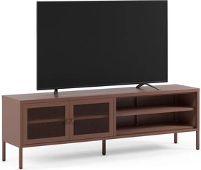 Vínovočervený kovový TV stolík 160x50x35 cm Fayna – Marckeric