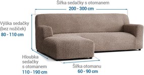 Bielastické poťahy MOSAICO orieškové sedačka s otomanom vľavo (š. 170 - 300 cm)