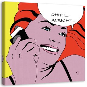 Obraz na plátně Pop-artová žena s telefonem - 30x30 cm