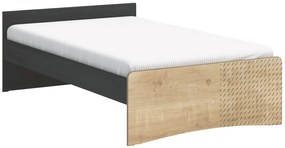 Študentská posteľ 120x200cm s USB Sirius - dub čierny/dub zlatý