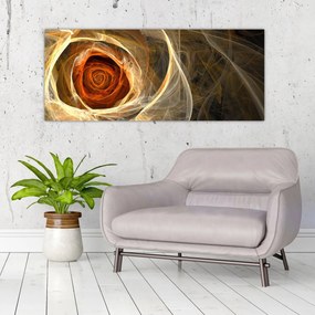 Obraz - Abstraktné ruže v ohnivých farbách (120x50 cm)