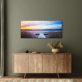 Obraz - Zamrznuté jazero, Ełk, Mazury, Poľsko (120x50 cm)