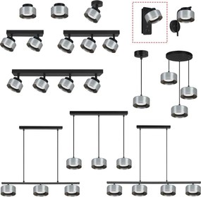 Brilagi - Nástenné svietidlo s USB portom AURA LUX 1xGX53/30W/230V čierna/dymová
