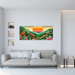 Obraz - Pestrofarebný západ slnka (120x50 cm)