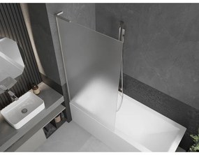 Mexen Next L, 1-krídlová vaňová zástena 90 x 150 cm, 6mm sklo námraza, 6mm číre sklo, profil brúsená oceľ, 895-090-000-03-30-97