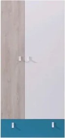 Šatníková skriňa Planet, dub/biela/modrá%