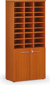 Triediaci regál s dverami PRIMO WOOD, 800 x 420 x 1781 mm, 27 priehradok, čerešňa