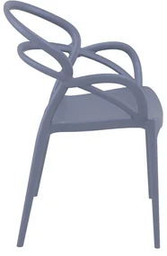 MILA záhradná stolička s podrúčkami dark grey