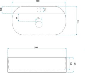 Keramické umývadlo na dosku REA Marcela 50x35,5 béžová mat