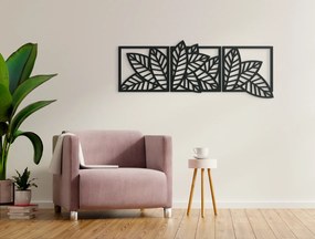 drevko Viacdielna dekorácia na stenu Listy Rozmer obrazu: 24 x 65 cm, Farba dekorácie: Čierna