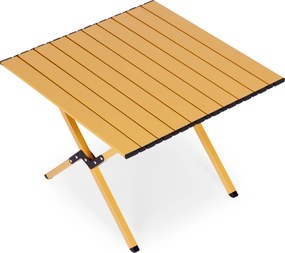Skladací kempingový stolík MOLDO 60x60 cm žlto-hnedý