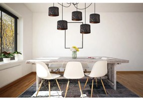 Závesné svietidlo Werona Spider, 5x čierne textilné tienidlo so vzorom, c