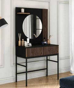 Toaletní stolek se zrcadlem Meorati 85 cm černý/dub Artisan