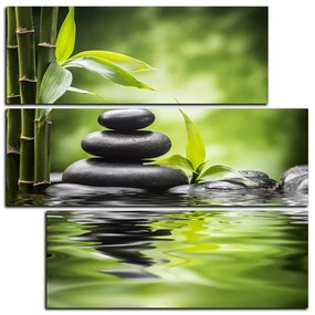 Obraz na plátne - Zen kamene a bambus - štvorec 3193D (105x105 cm)