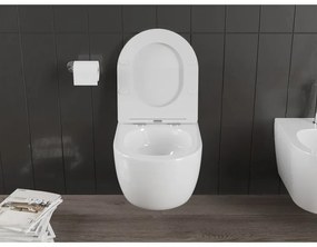 Mexen Carmen, závesná WC misa 490x365x340 mm, Rimless Tornádo, biela lesklá, 3388XX00T