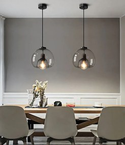 Toolight - závesné sklenené svietidlo s dymového skla E27 60W APP1027-1CP, čierna, OSW-01154