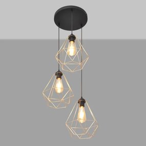 Luster na lanku KARO 3xE27/15W/230V zlatá/čierna