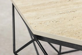 Konferenčný stolík DIAMOND 70cm regálový železný čierny travertín