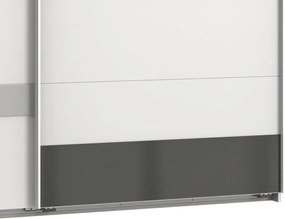 Šatníková skriňa Monaco, 225 cm, biela/sivé sklo