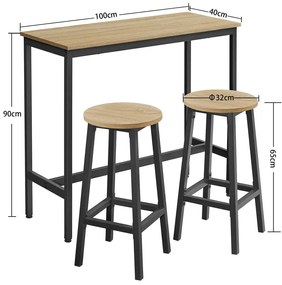 Jedálenský set 1+2, barový stôl 100x40 cm a barové stoličky TAYLOR SONOMA