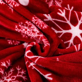 Červená vianočná mikroplyšová baránková deka SNOWFALL Rozmer: 150 x 200 cm