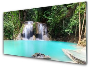 Skleneny obraz Vodopád jazero príroda 120x60 cm