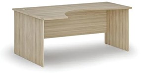 Ergonomický kancelársky pracovný stôl PRIMO WOOD, 1800 x 1200 mm, ľavý, dub prírodný