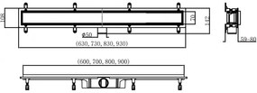 Mexen Flat ABS, sprchový odtokový žľab 2v1 90 cm, čierna matná, 1769090