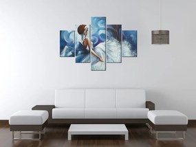 Gario Ručne maľovaný obraz Krásna žena počas tanca - 5 dielny Rozmery: 150 x 70 cm