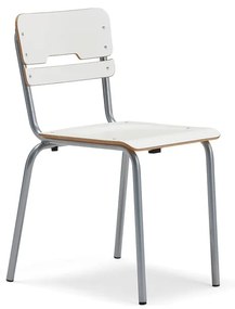 Školská stolička SCIENTIA, široké sedadlo, V 460 mm, strieborná/biela