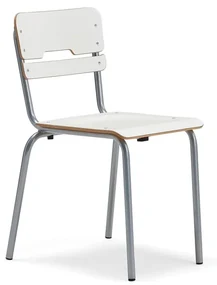 Školská stolička SCIENTIA, široké sedadlo, V 460 mm, strieborná/biela