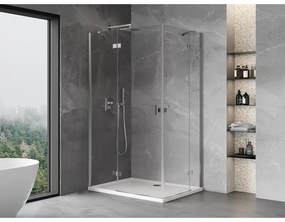 Mexen Mist-H Duo, 2-krídlový výklopný sprchový kút 100 x 90 cm, číre sklo, chrómový profil, 8A5-100L-090P-01-00