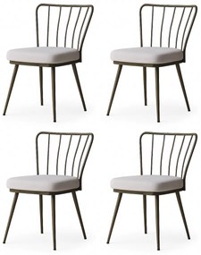 Súprava jedálenských stoličiek Yildiz Cream and Brown, 4 ks, 4 ks