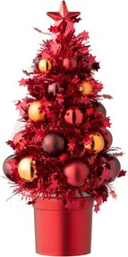 Červená vianočná dekorácia stromček s ozdobami Chrism Bauble – 10*10*20,5 cm
