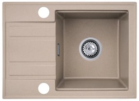 Gamma Modern 6040, 1-komorový granitový drez 580x420x185 mm s krátkym odkvapkávačom, béžová, GMA-ZM-6040-B