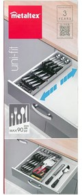 Sivý plastový príborník do zásuvky 15 x 49 cm – Metaltex