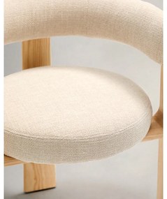 Béžové/v prírodnej farbe jedálenské kreslo s podrúčkami z jaseňového dreva Granite – Kave Home