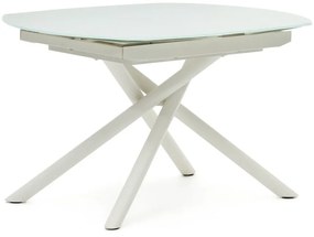 Biely rozkladací jedálenský stôl so sklenenou doskou 100x130 cm Yodalia – Kave Home
