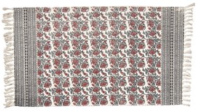 Červeno-zelený bavlnený koberec so kvetmi a strapcami - 140*200 cm