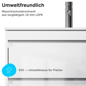 Skrinka s umývadlom 80 AM.PM Spike MPA-FHX0802WG-WCC0802WG závesná, 2 zásuvky, lesklá biela