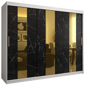 Skriňa Platinum Pole 250 biely mramor/čierna